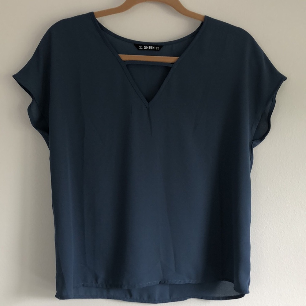 Shein- Pale Dark Blue Blouse